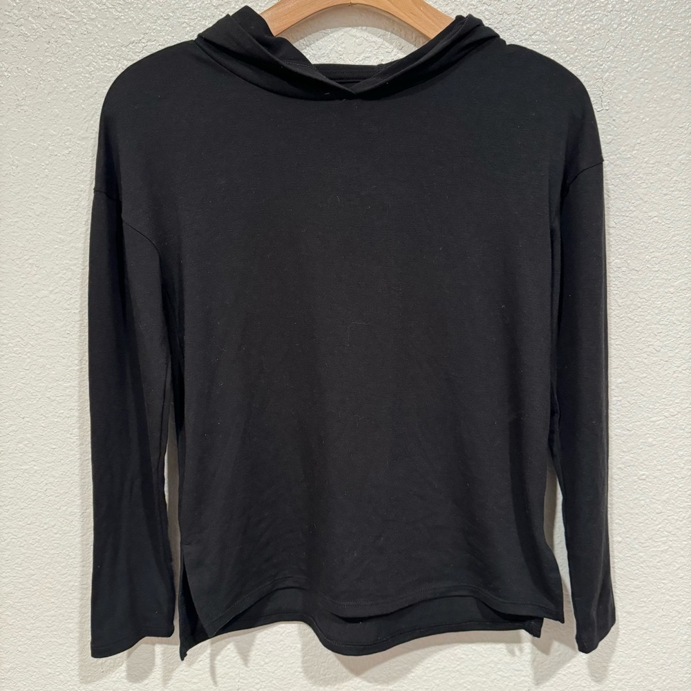 Kids Athletic Works Girls Black Hooded Long Sleeve T-Shirt L 10/12